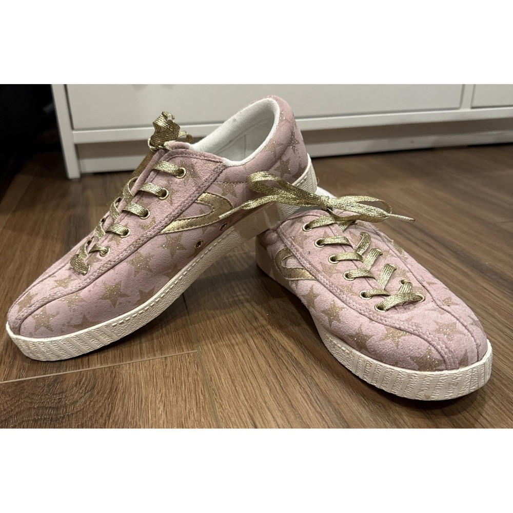 Tretorn x Anthropologie Size 8 Nylite Galaxy Glitter Gold Star Suede Sneakers